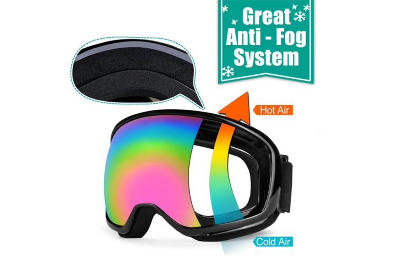 Lunettes De Ski Enfants - Anti-buée, Protection UV - Compatible Casque Et Lunettes De Vue (OTG) - 6 à 14 Ans