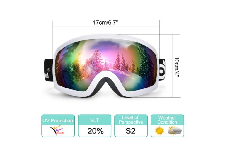 Odoland Lunettes de Ski Masque de Snowboard pour Homme & Femme Anti-UV400, Anti-Buée, Coupe-Vent, Lunettes de Protection avec Grande Lentille Sphérique